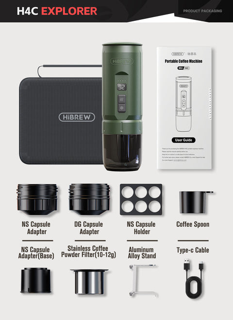 HiBREW Portable 3-in-1 Espresso Maker With Detachable Battery - H4C Explorer