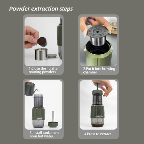 HiBREW 2 in 1 Portable Espresso Maker For Capsule & Ground Hand Press Brewer H4D