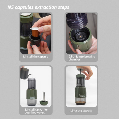 HiBREW 2 in 1 Portable Espresso Maker For Capsule & Ground Hand Press Brewer H4D