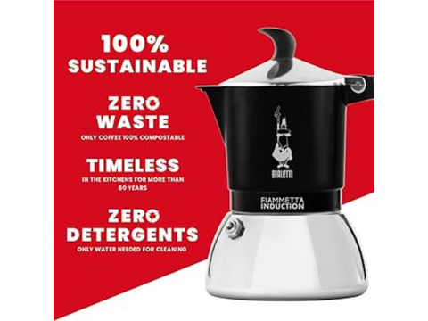 Bialetti fiammetta Induction Moka Pot - 2 Cups - Black - CAFELAX