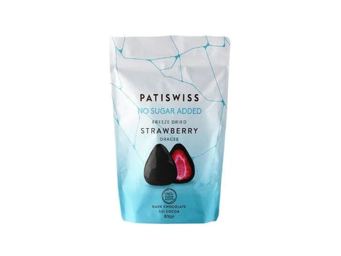 Patiswiss No Sugar Added Dark Chocolate Dried Strawberry Dragee 80g - CAFELAX