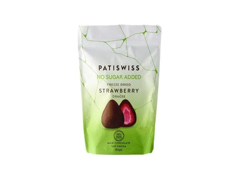 Patiswiss No Sugar Added Chocolate Dried Strawberry Dragee 80g - CAFELAX