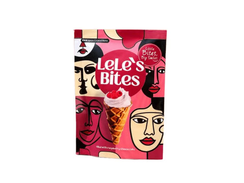 Lele’s Bites Mini Waffle Cone Filled With Raspberry Cheese Cake 80g - CAFELAX