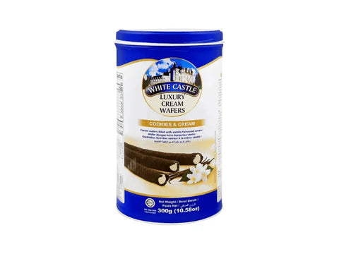 White Castle Luxury Cream Wafers Rolls Cookies & Cream Flavowerd 300g - CAFELAX