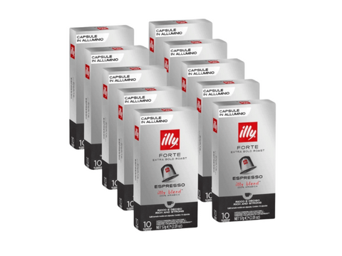 illy Espresso Forte Coffee Capsules - 10*10 = 100 Capsules)