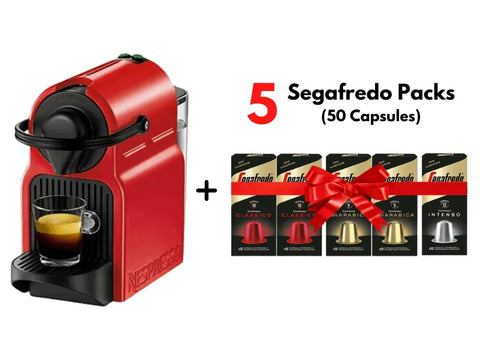 Nespresso Inssia Coffee Capsules Machine + FREE 5 Segafredo Aluminum Coffee Capsules (50 Capsules) - CAFELAX