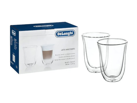 Delonghi Double-Wall Latte Macchiato Glasses - Set of 2 - 220ml - CAFELAX