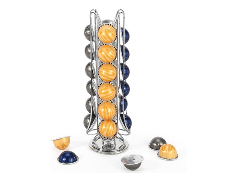 Oasiswj Nespresso Vertuo Capsules Holder - 24 Capsules - Silver - CAFELAX
