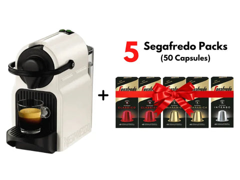Nespresso Inssia Coffee Capsules Machine + FREE 5 Segafredo Aluminum Coffee Capsules (50 Capsules) - CAFELAX