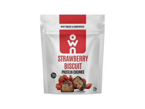 OWN Strawberry Biscuit Protein Chunks 70g - CAFELAX