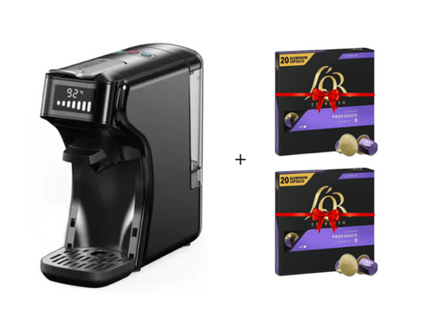 HiBREW 6-In-1 Multi-Function Espresso Machine - H1B + 2*20 L'or Profondo Coffee Capsules Bundle - CAFELAX