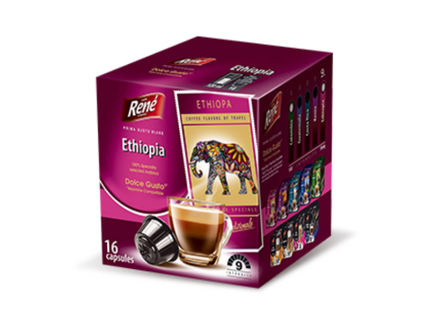 Cafe Rene Ethiopia Dolce Gusto Coffee Capsules - 16 Capsules