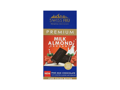 Swiss Fru Premium Milk Almond Chocolate 80g - CAFELAX