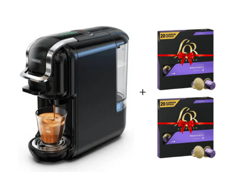 HiBREW 5-In-1 Multi-Function Espresso Machine - H2B + 2*20 L'or Profondo Coffee Capsules Bundle - CAFELAX
