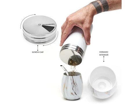 Balibetov Superior Stainless Steel Yerba Mate Kit - Gold Marble - CAFELAX
