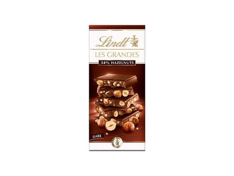 Lindt Les Grandes 34% Hazelnut Dark Chocolate 150g