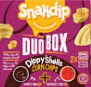 Snakdip Duo Box Dippy Shells Corn Chips " Honey BBQ + Sweet Chili Dipping " - 345g