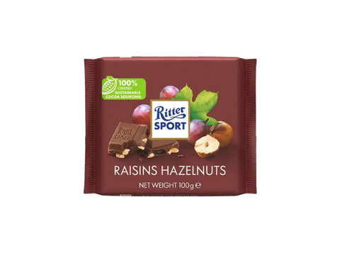 Ritter Sport Raisins Hazelnuts Chocolate 100g - CAFELAX