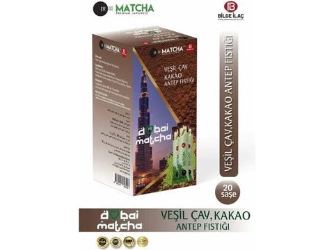 Matcha Premium Japanese Detox Dubai Chocolate Matcha Cacao Pistachio 20 Sachets - CAFELAX