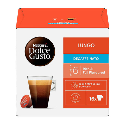 Nescafe Lungo Decaffeinato Dolce Gusto Coffee Capsules - 16 Capsules - CAFELAX