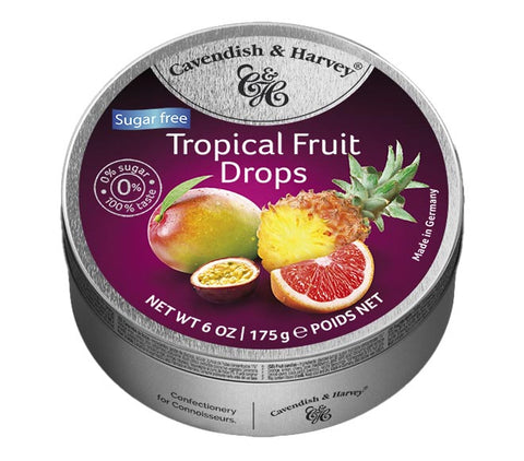 Cavendish & Harvey Tropical Fruit Sugar Free Drops Candy 175g