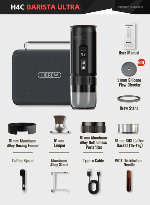 HiBREW Portable Espresso Maker With Detachable Battery - H4C Barista Ultra