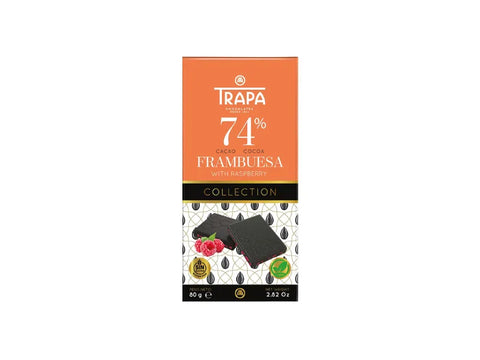 TRAPA Chocolate Bar Collection 74% cocoa Raspberry 80g - CAFELAX