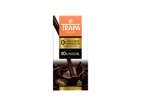 TRAPA Dark Chocolate Bar 80% - No added sugars 80g - CAFELAX