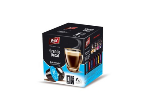 Cafe Rene Grande Decaf Dolce Gusto Coffee Capsules - 16 Capsules