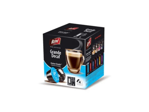 Cafe Rene Grande Decaf Dolce Gusto Coffee Capsules - 16 Capsules