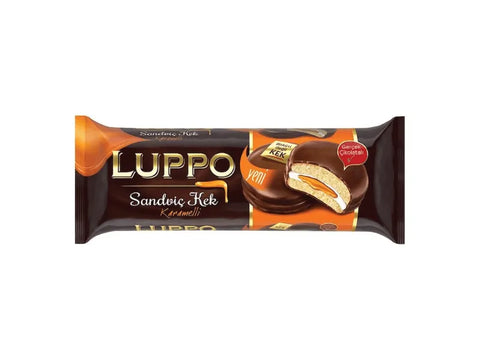 Luppo Chocolate Sandwich Cake Filled With Caramel 182g - CAFELAX