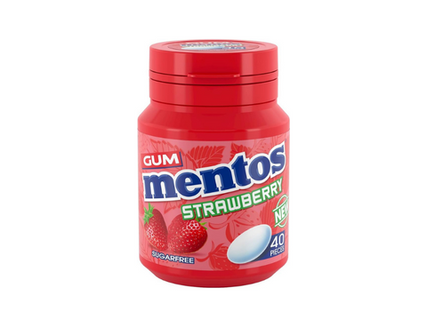Mentos Sugarfree Strawberry Gum - 40 Pieces