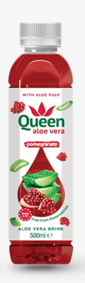 BB:" 7-5-2026 "Queen Aloe Vera Pomegrante Drink 500ml