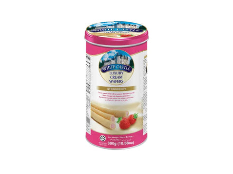 White Castle Luxury Cream Wafers Rolls Strawberry Flavowerd 300g - CAFELAX