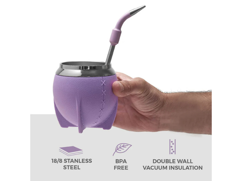 Balibetov Stainless Steal Mate Set - Leather Style (Purple) - CAFELAX