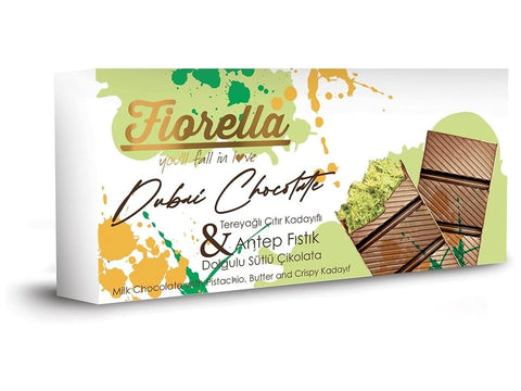 Fiorella Dubai Milk Chocolate Pistachio & Butter And Crispy Kadayif 200g