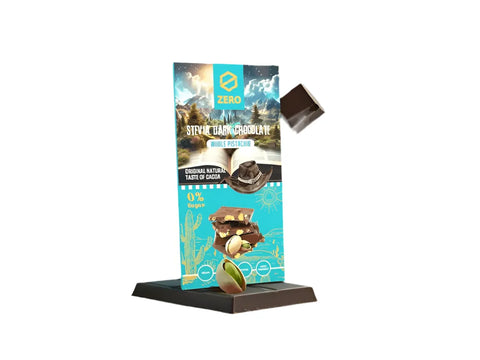 Zero Stevia Dark Chocolate With Whole Pistachio 85g - CAFELAX