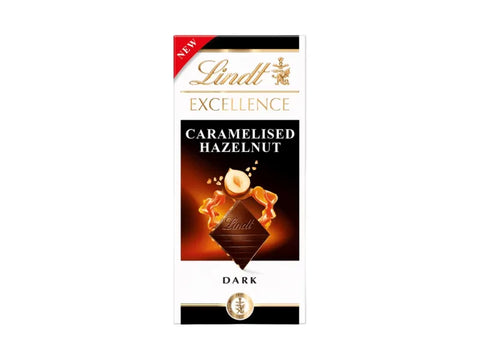 Lindt Excellence Dark Chocolate With Caramelised Hazelnut 100g - CAFELAX