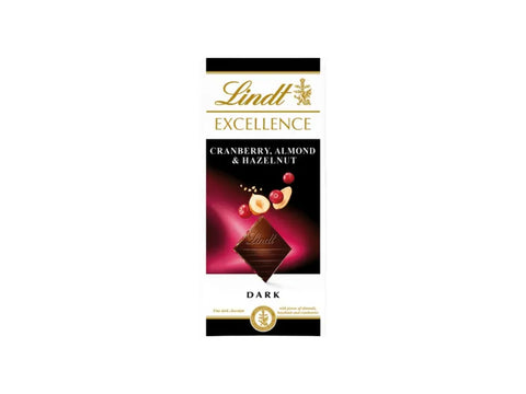 Lindt Excellence Dark Chocolate With Cranberry,Almond&Hazelnut 100g - CAFELAX