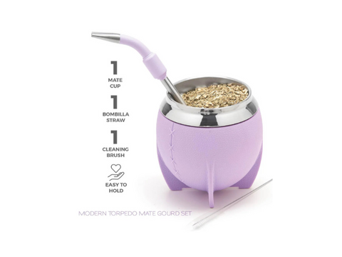 Balibetov Torpedo Stainless Steel Yerba Mate Gourd Set (Purple)