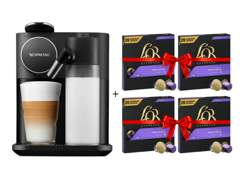 Nespresso Gran Lattissima Espresso Capsules Machine + 4*20 L'or Profondo Coffee Capsules Bundle - CAFELAX