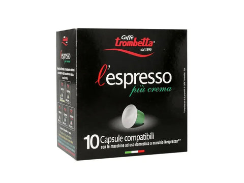 Trombetta Piu Crema Nespresso Coffee Capsules - 10 Capsules