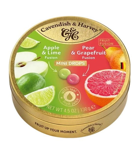 Cavendish & Harvey Fruit Fusion Drops Apple & Lime / Pear & Grapefruit Candy 130g