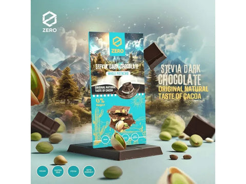 Zero Stevia Dark Chocolate With Whole Pistachio 85g - CAFELAX