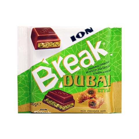 ION Break Dubai Milk Chocolate With Pistachio Kunafa 100g