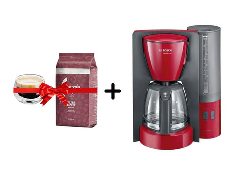 Bosch American Coffee Machine + Katzala Filter  Ground Coffee 250g + Double Glass Cup