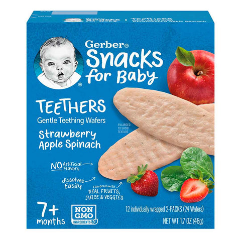 Gerber Snacks For Baby Teethers Strawberry Apple Spinach 48g