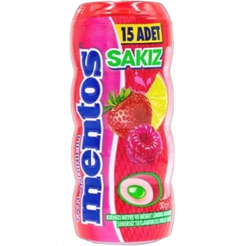 Mentos Sugar Free Sour Pure Fresh Fruit Gum With Sakiz Strawberry & Lemon & Rassberry Aromali- 30g