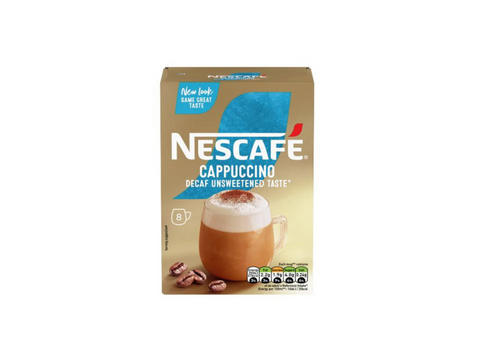 Nescafe Cappuccino Decaf Unsweetened Coffee 8 Sachets