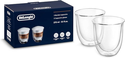 Delonghi Double-Wall Thermo Glasses Cappuccino Cups - 2*270ml